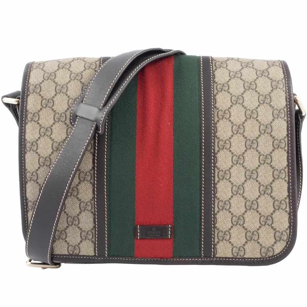 Gucci Shoulder Bag Crossbody Webbing Messenger Beige Brown